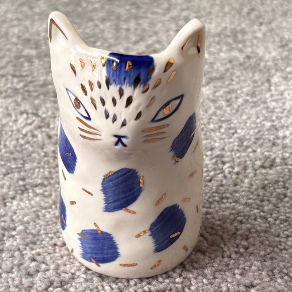 Anthropologie Cat Vase Makeup Brush Holder
